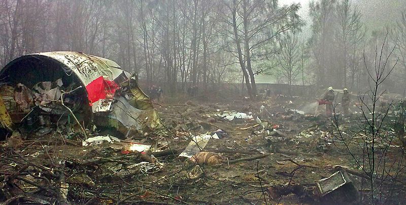 A Szmolenszknél lezuhant lengyel gép roncsai