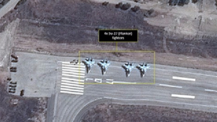 Műholdfelvételen az orosz harci gépek Szíriában