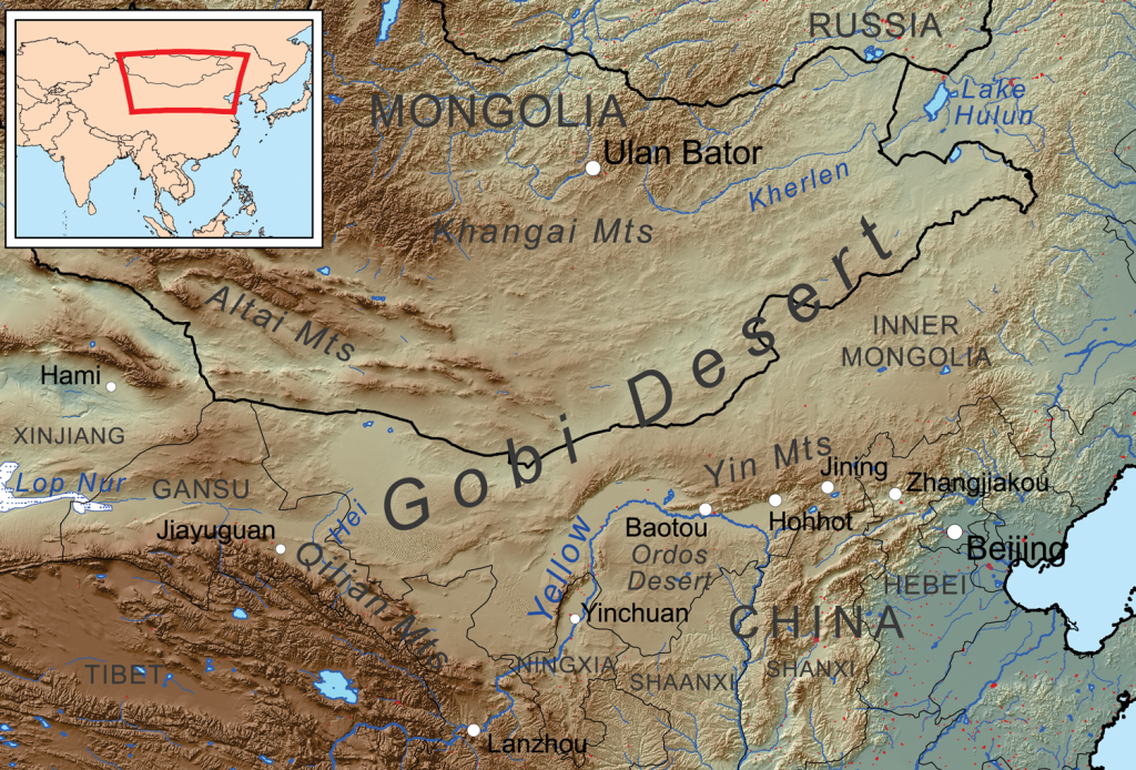 A Góbi-sivatag térképe (Wikipedia)
