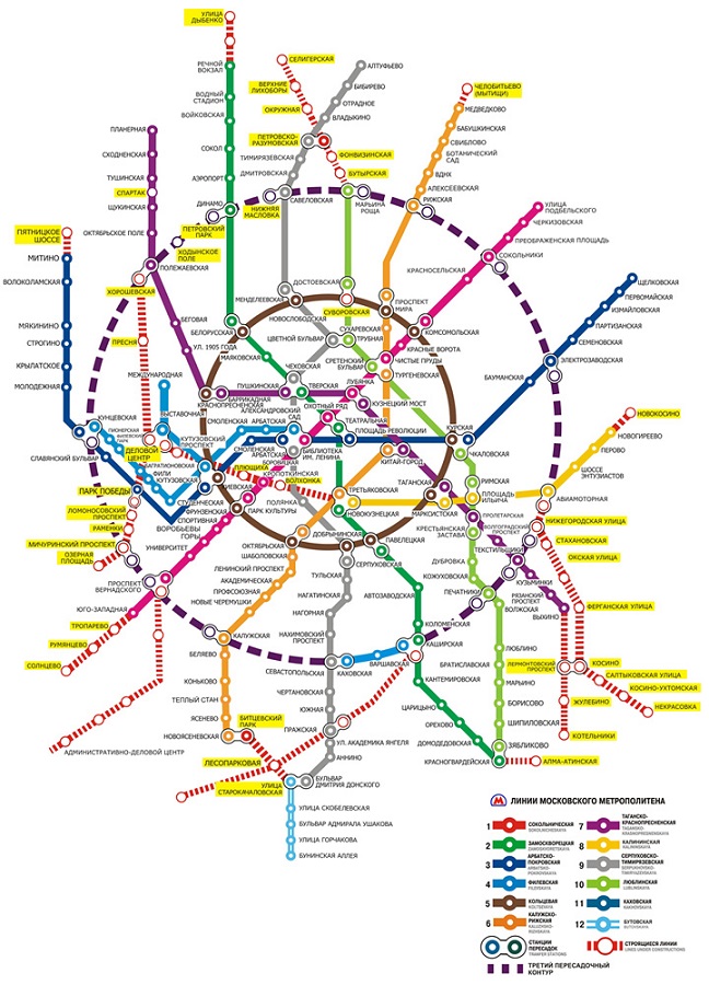 A moszkvai metróhálózat térképe