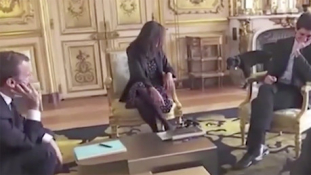 Nemo, az elnöki kutya pisil egy tanácskozáson az Élysée-palotában – videó
