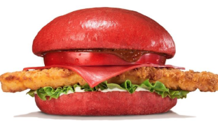 Piros hamburger a japán Burger Kingből