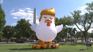 Felfújt Donald a Fehér Ház mellett – videó